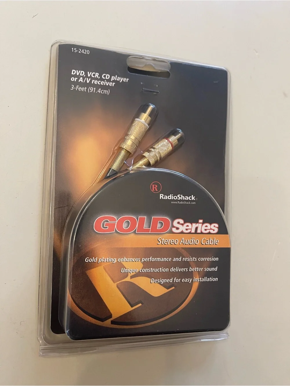 RadioShack 15-2420 Gold Series RCA Audio Cable 3 Foot Stereo Vintage